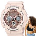 Relógio de Pulso Casio G-Shock Feminino Digital Analógico Prova Dágua 20 ATM Hora Mundial Hora Mundi 5 alarmes Esportivo Rosa GMA-S120MF-4A