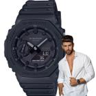 Relógio de Pulso Casio G-Shock Masculino Resistente Choques 5 Alarmes Carbono Prova Dágua 20 ATM Analógico Digital Hora Mundial Preto GA-2100-1A1DR