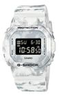 Relógio de Pulso Casio G-Shock Unissex Digital Frozen Forest Cinza Branco Elegante Camuflagem DW-5600GC-7DR