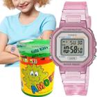 Relógio de Pulso Casio Infantil Digital Standard Prova Dágua Calendário Cronômetro Alarme Esportivo Rosa LA-20WHS-4ADF + Slime Amoeba