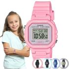 Relógio de Pulso Casio Infantil Led Digital Prova Dagua 30m Preto Cinza Azul e Rosa