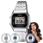 Relógio de Pulso Casio Retro Vintage Feminino Digital Casual Aço Inóx Prata Original Moderno LA680WA