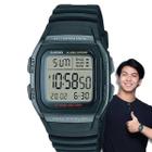 Relógio de Pulso Casio Unissex Digital llluminator Preto Quadrado Alarmes Cronômetro 50 Metros Original W-96H-1BVDF