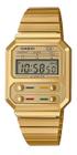 Relógio de Pulso Casio Unissex Digital Vintage Dourado Quadrado Moderno Original A100WEG-9ADF