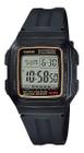 Relógio de Pulso Casio Unissex Quadrado Resistente Água Esportivo Digital 5 Alarmes Preto Original F-201WA-9ADF