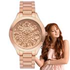 Relógio de Pulso Euro Feminino Analógico Casual Fashion Prova Dágua 50 Metros Fundo Aminal Print Rose Gold EU2036YTW/4J
