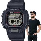 Relógio de Pulso Masculino Casio Standard Illuminator Quadrado Prova Dágua 10 ATM Digital Esportivo Preto W-737H-1AVDF