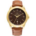 Relógio de Pulso Masculino Technos Dourado Pulseira de Couro Executivo Com Calendário 2115MYA/0M