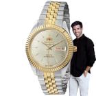 Relógio de Pulso Orient Masculino Automático Calendário Dourado e Prata 469ED1F C1KS