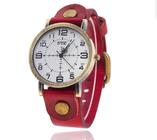 Relógio de Pulso Quartz Feminino De Couro Vermelho