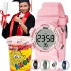 Relógio de Pulso X-Watch Infantil Prova Dágua Esportivo Digital Rosa XKPPD099 BXRX + Massinha Slime Amoeba Geleca