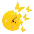Relógio Decorativo Borboletas Acrílico Amarelo Sala Quarto