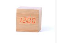Relógio Despertador digital de mesa LED estilo madeira Cubo quadrado tipo 1