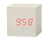 Relógio Despertador digital de mesa LED estilo madeira Cubo quadrado tipo 1