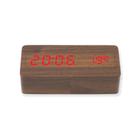 Relógio Despertador digital de mesa LED estilo madeira retangular quadrado tipo 3