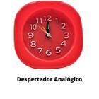 Relógio Despertador Retrô de Cabeceira Alarme Analogico Colorido Infantil Pilha Vermelho