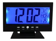 Relógio Digital De Mesa Despertador Temperatura Calendário Led Azul
