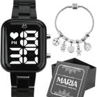 Relógio Digital Feminino Preto + Pulseira + Caixa Qualidade