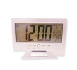 Relógio digital LCD de mesa com luz despertador alarme e temperatura controle de voz
