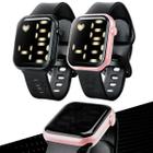 relogio digital led feminino rosa + relogio preto silicone casual pulseira ajustavel presente original qualidade premium - Orizom