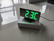 Relógio digital led mesa espelhado calendário temperatura desperdator usb -trasseira preta