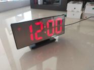Relógio digital led mesa espelhado calendário temperatura desperdator usb -trasseira preta