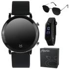 relógio digital led orizom maria feminino preto + óculos de sol vintage + caixa premium
