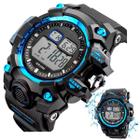 Relogio Digital masculino Orizom Preto e Azul Prova Dagua + Qualidade Premium Cronometro Robusto Grande Original Esportivo