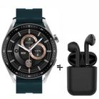 Relogio Digital Smatwatch Hw28 Esportivo tecnologia NFC mais fone de ouvido i12 Cor: Verde
