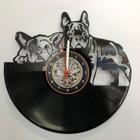 Relógio Disco de Vinil, Buldogue Frances, Cachorro, Pet, Dog