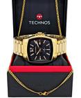 Relógio Dourado Masculino Technos Golf Retangular Original 2115MYG/1P