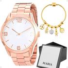 Relógio Dourado Rose Feminino Quartzo Prova D'água + Pulseira Berloque - Orizom