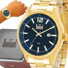 Relógio Dumont Masculino Dourado Preto Prova d'água com 1 ano de garantia 