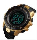 Relógio esportivo digital preto dourado skmei 1475 plastico multifunção