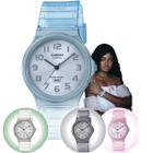 Relógio Feminino Casio Analógico Resistente Agua Redondo Leve Quartz Esportivo Translúcido Rosa Cinza Azul MQ-24S