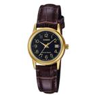 Relógio Feminino Casio Ltp-V002Gl 1Bu Dourado Couro Marrom