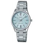 Relógio Feminino Casio Pequeno Prata Com Fundo Azul