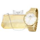 Relógio Feminino Champion Analógico Dourado CN27652G Bolsa Clutch