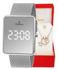 Relógio Feminino Champion Digital Espelhado Prata CH40080S + Pulseira Berloques