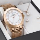 Relógio Feminino Champion Fashion Dourado Rosê Com Kit Joia CH24544C