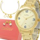 Relógio Feminino Condor Dourado Original Luxo Prova D'água