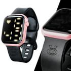 Relógio feminino digital rosa prova d'água silicone quadrado ajustavel qualidade premium moda led