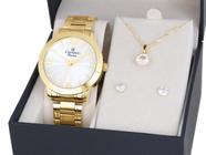 Relógio Feminino Dourado Champion Kit CN28704D
