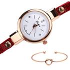 Relógio Feminino Dourado Strass Kit Com Pulseira Bracelete