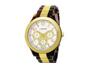 Relógio Feminino Lince SMP4124L - Marrom/Dourado, Pulseira Resina, Calendário, Resist. 30m