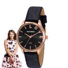 Relógio Feminino Mondaine Analógico Redondo Resistente Água Minimalista Pulseira material sintético Preto Casual Rose Gold 76743LPMVRH2