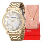 Relógio Feminino Mondaine Dourado Corações Madrepérola Casual Analógico 99125LPMVDE1 Mulher Colar e Brincos