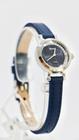 Relógio feminino Orient mini analógico pulseira de couro azul e visor detalhes cristais austríacos