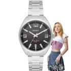 Relógio Feminino Orient Redondo Pequeno Aço inóx Prova Dágua 50 Metros Analógico Social Prata FBSS1183 G2SX