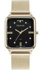 Relógio Feminino Pulseira Mesh Technos Style Dourado e Preto Clássico Slim 2039CQ/1P